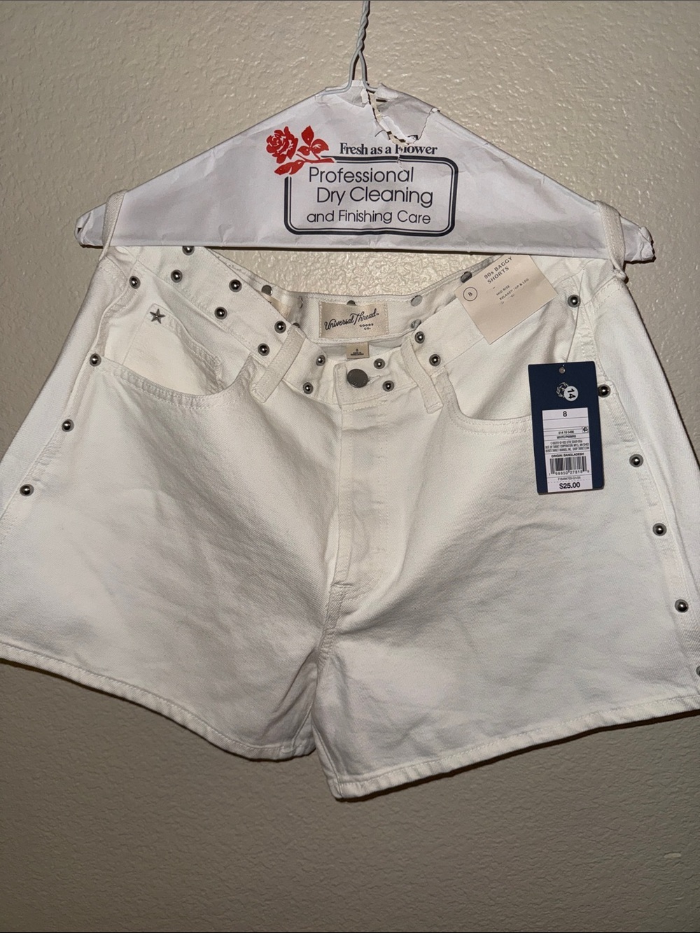 Universal Thread White High-Rise Studded Denim Shorts